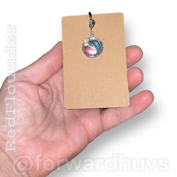 Bundle Sale 3 for $15 | Yin Yang Abalone Shell Charm | Silver Tone - Picture 6 of 8